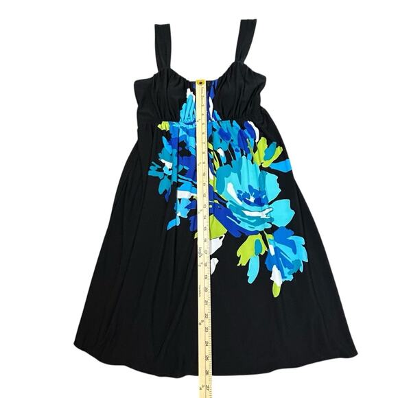 BCX Dress Womens Size XS Black Teal Stretchy Attached Bra Floral Colorful - Picture 8 of 8